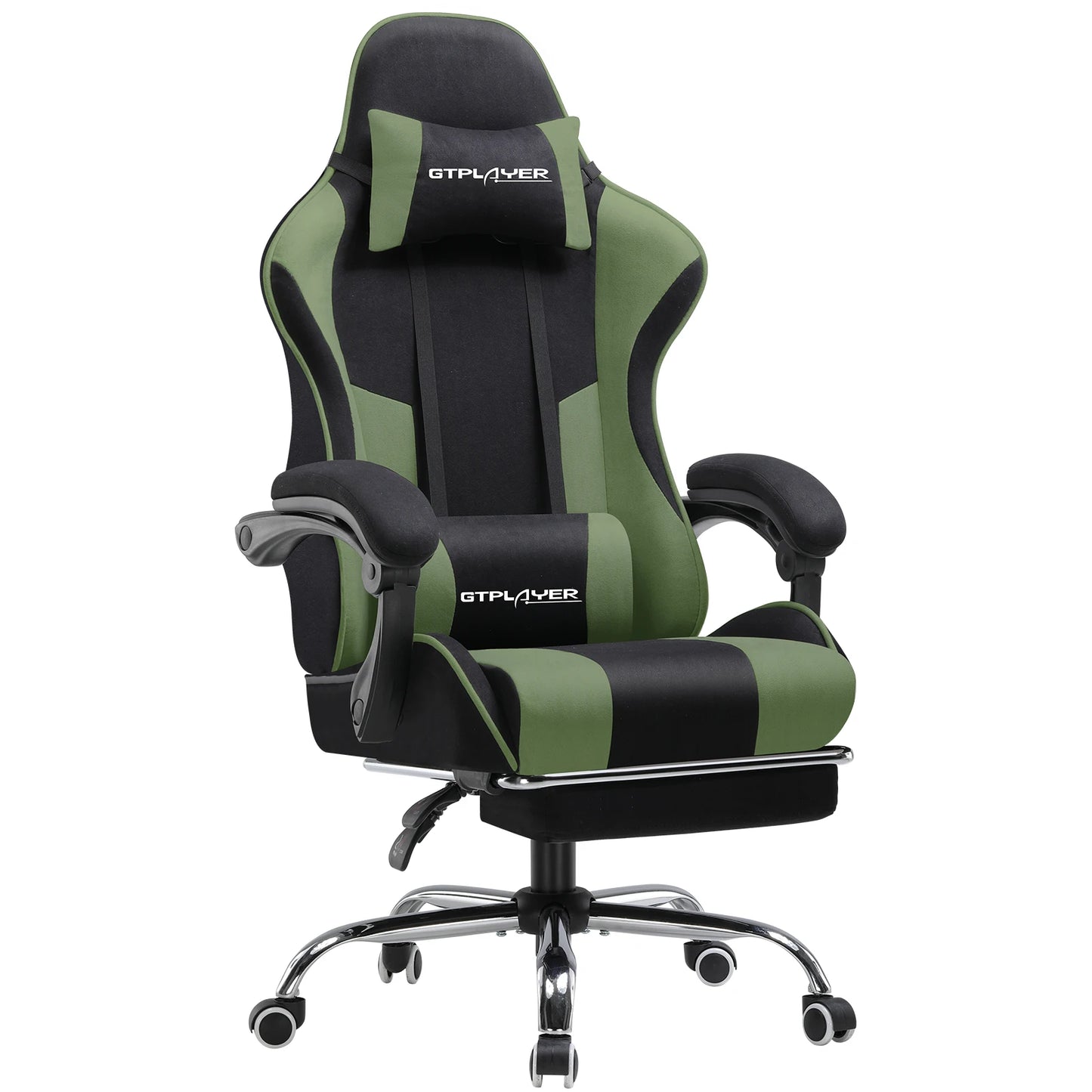 GTPLAYER Gaming chair with massage Lumin cushion & footrest, Ergonomic office chair with padded seat, swivel chair up to 150 kg