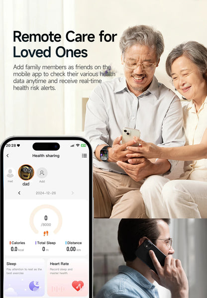 2026 ECG+PPG Daily Health Smart Watch Men Blood Fat Uric Acid Heart Rate Blood Oxygen Bluetooth Call Wellness Tracker Smartwatch