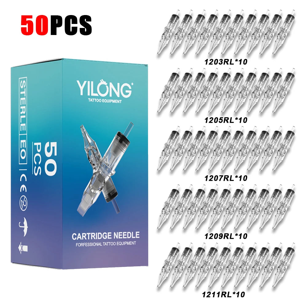 50/20PCS MIX Tattoo Cartridge Needles Individual Package Disposable Sterile Transparent Tattoo Needles  for Tattoo Pen Machine