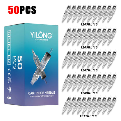50/20PCS MIX Tattoo Cartridge Needles Individual Package Disposable Sterile Transparent Tattoo Needles  for Tattoo Pen Machine