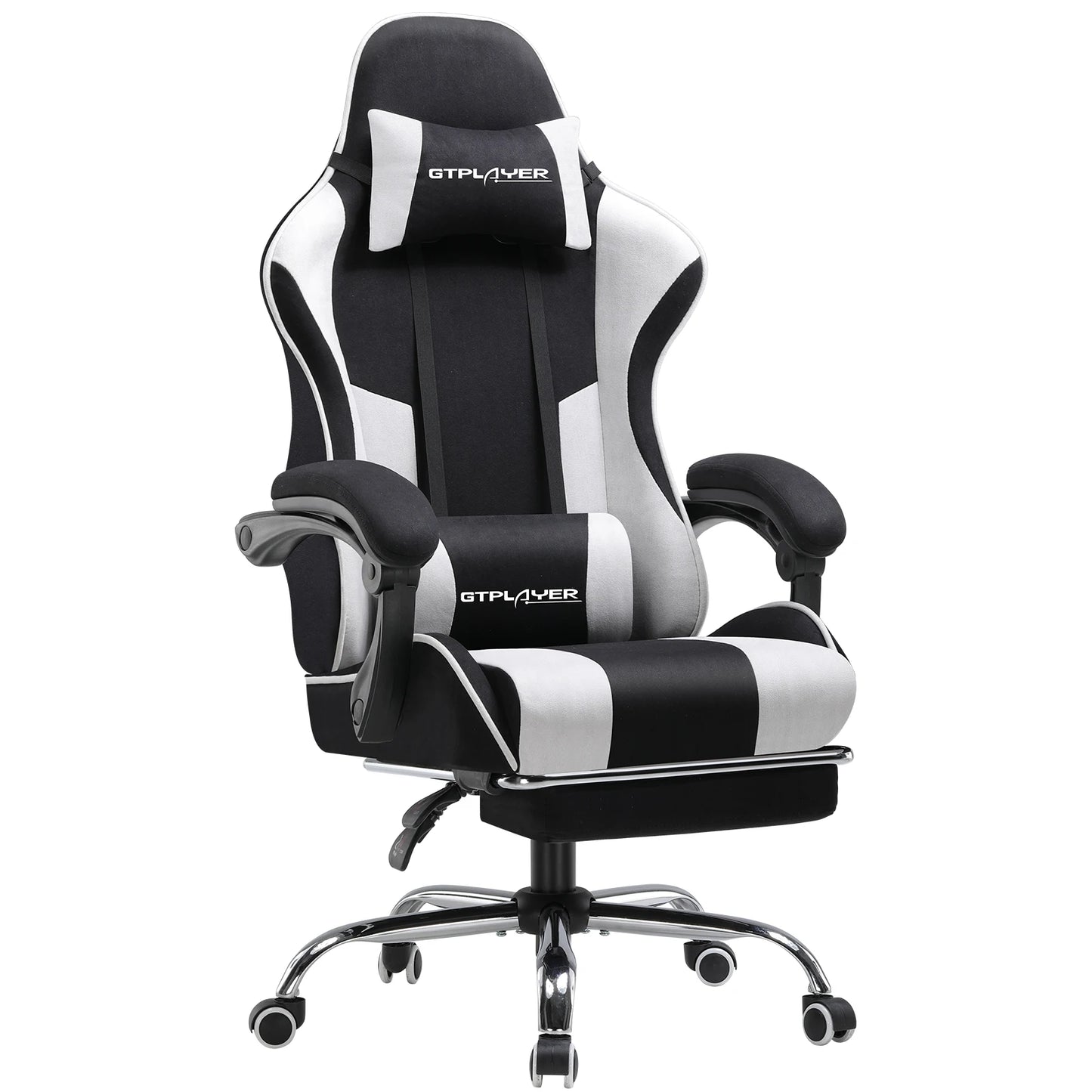GTPLAYER Gaming chair with massage Lumin cushion & footrest, Ergonomic office chair with padded seat, swivel chair up to 150 kg