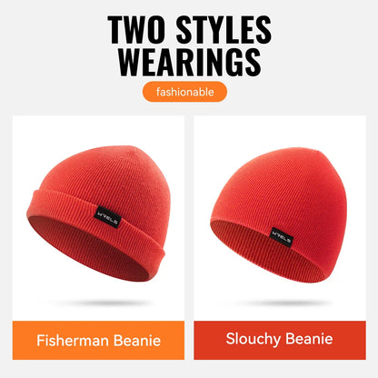 WRELS Merino Wool Beanie for Men Women Soft Fisherman Beanie Warm Knitted Winter Hat Watch Cap Skullie for Cold Weather