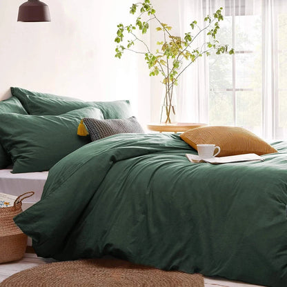 Mörkgrönt bäddset med dragkedja – 135 × 200, 155 × 220 eller 200 × 200 cm