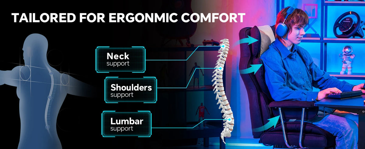 Gtplayer Gaming Chair, Office Chair with Pocket Spring Lumbar Support, Ergonomic and Comfortable Wide Office Computer Chair