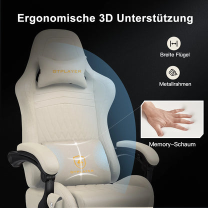 GTPLAYER Gaming chair Ergonomic Gaming armchair Desk chair PC Footrest loudspeaker Music Office chair up to 150kg