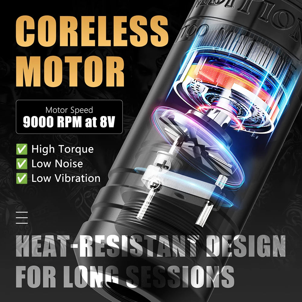 Ambition C1 Adjustable 7 Strokes 2.0-4.2mm Wireless Tattoo Machine Coreless Motor Billing Battery 1900mAh For Tattoo Body Artist