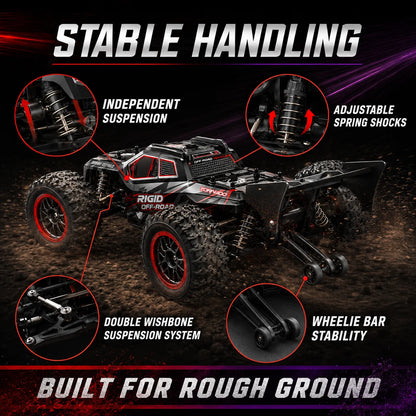 4Wd Brushless Rc Car 75Km/H Metal Differential Shaft Drive Independent Shock Absorbers Led Headlights 2.4g 300m Remote Control Off-Road Hobby Vehicle