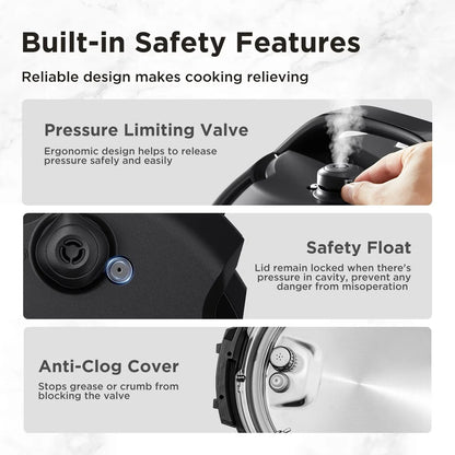 Midea Electric Pressure Cooker 6L 1200W Multicooker, 12 Cooking Programs, 24H Timer Keep Warm, Safety Valve, Electric Pressure Cooker for Soup Rice Yogurt Cake Household