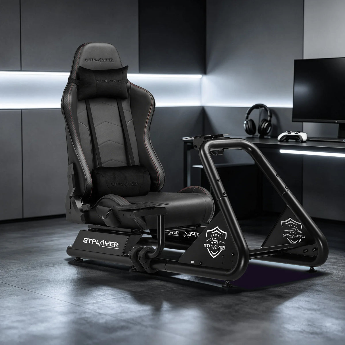 Gtplayer Simulator Cockpit with Speakers Racing Simulator Steering Wheel Stand Compatible with All Popular Wheels, Pedals, and Shifters