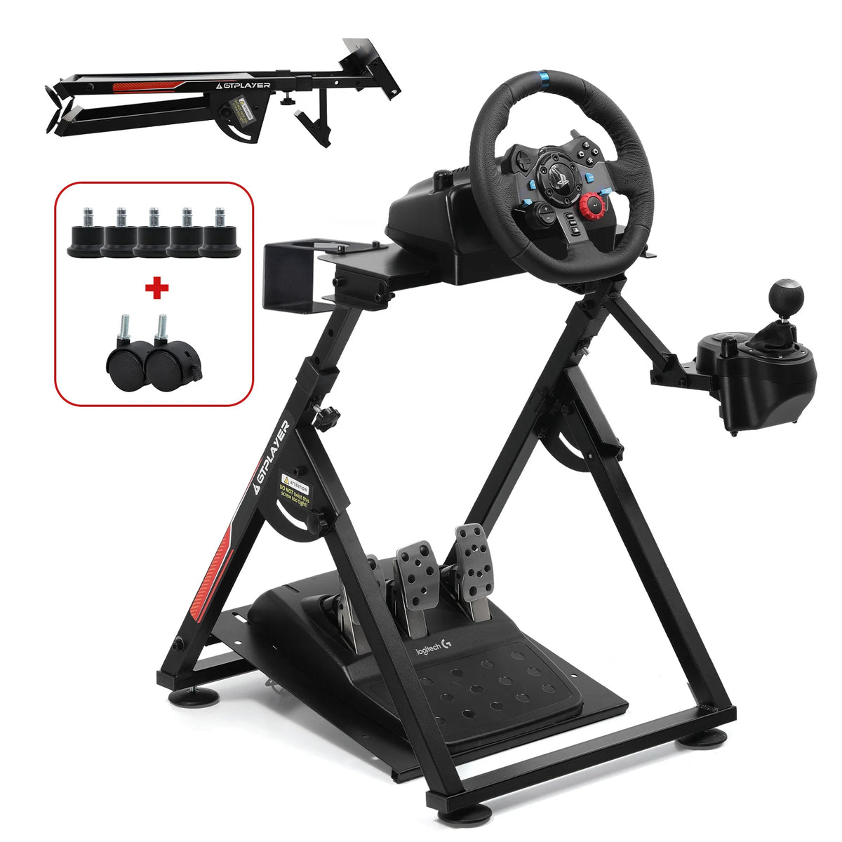 Gtplayer Steering Wheel Stand with Base Tilt Adjustable Rack Shifter Mount for V1/V2 Compatible with Steering Wheel, Ps4, Xbox, Pc