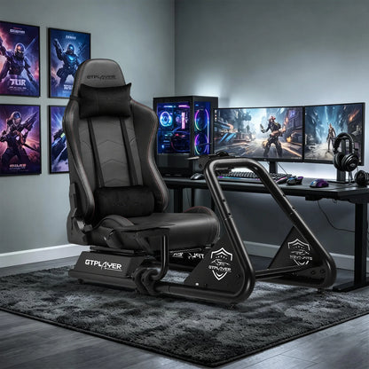 Luckracer Sim Racing Cockpit Simulator Cockpit Racing Simulator Steering Wheel Stand with Speakers Steering Wheel and Pedal Stand