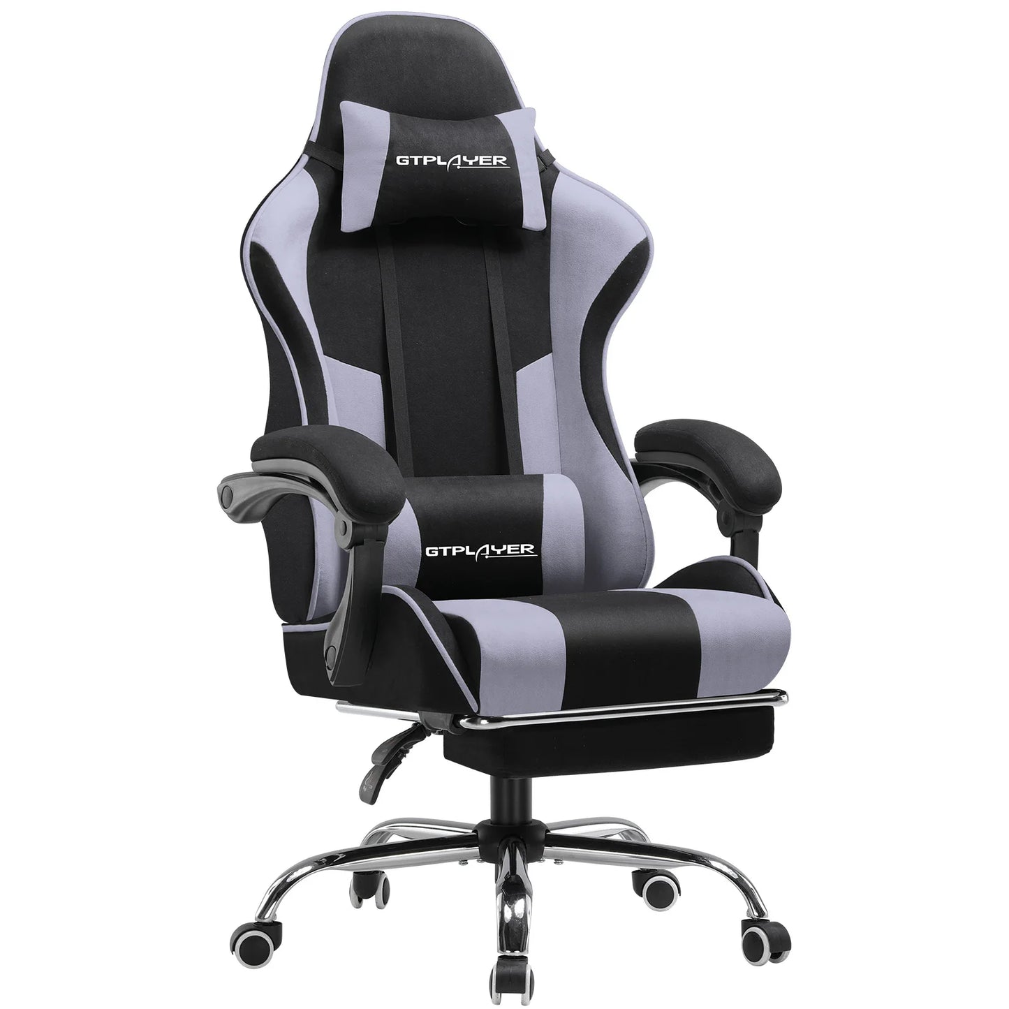 GTPLAYER Gaming chair with massage Lumin cushion & footrest, Ergonomic office chair with padded seat, swivel chair up to 150 kg