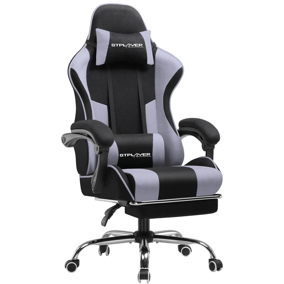 GTPLAYER Gaming chair with massage Lumin cushion & footrest, Ergonomic office chair with padded seat, swivel chair up to 150 kg