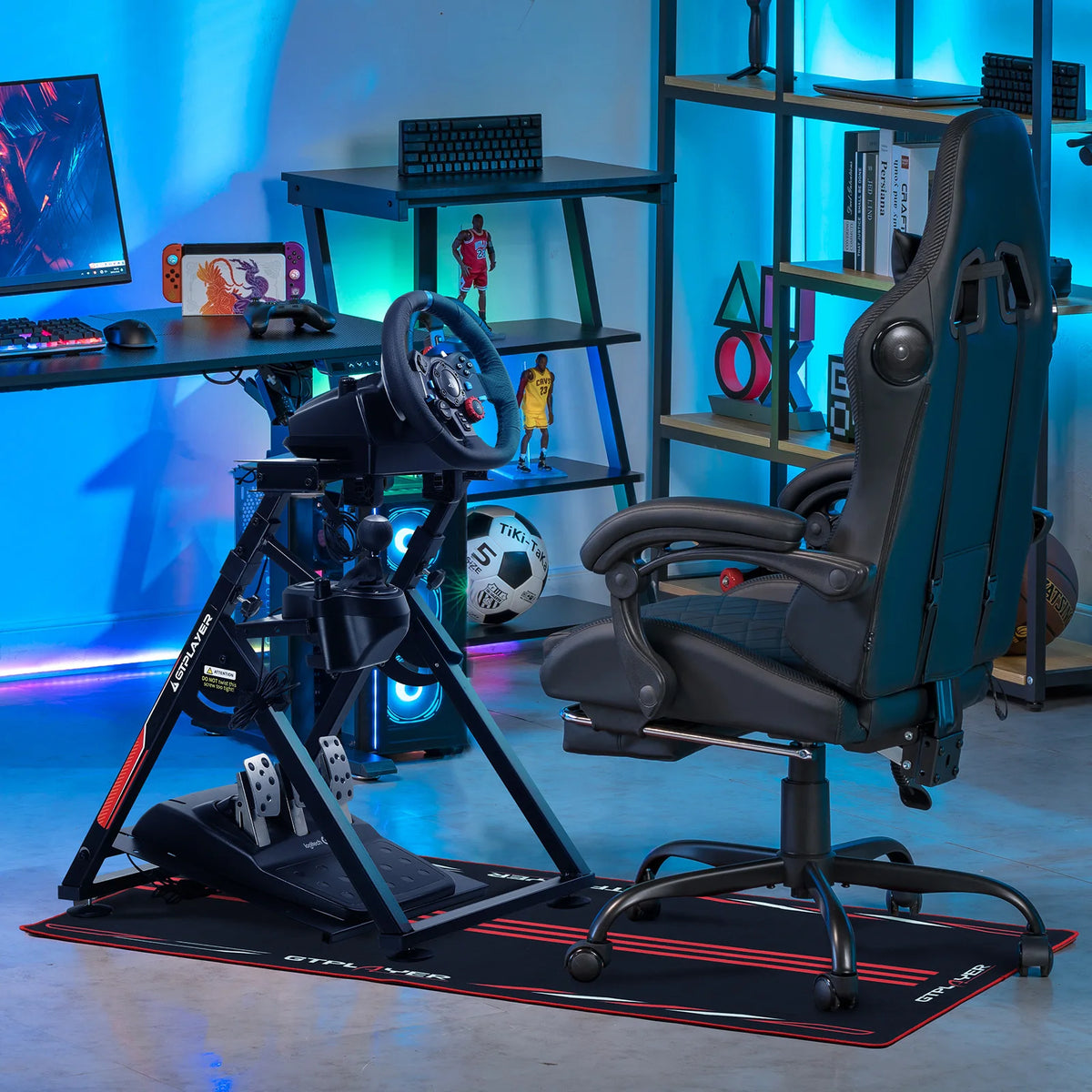 Gtplayer Steering Wheel Stand with Base Tilt Adjustable Rack Shifter Mount for V1/V2 Compatible with Steering Wheel, Ps4, Xbox, Pc