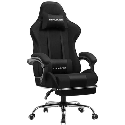 GTPLAYER Gaming chair with massage Lumin cushion & footrest, Ergonomic office chair with padded seat, swivel chair up to 150 kg