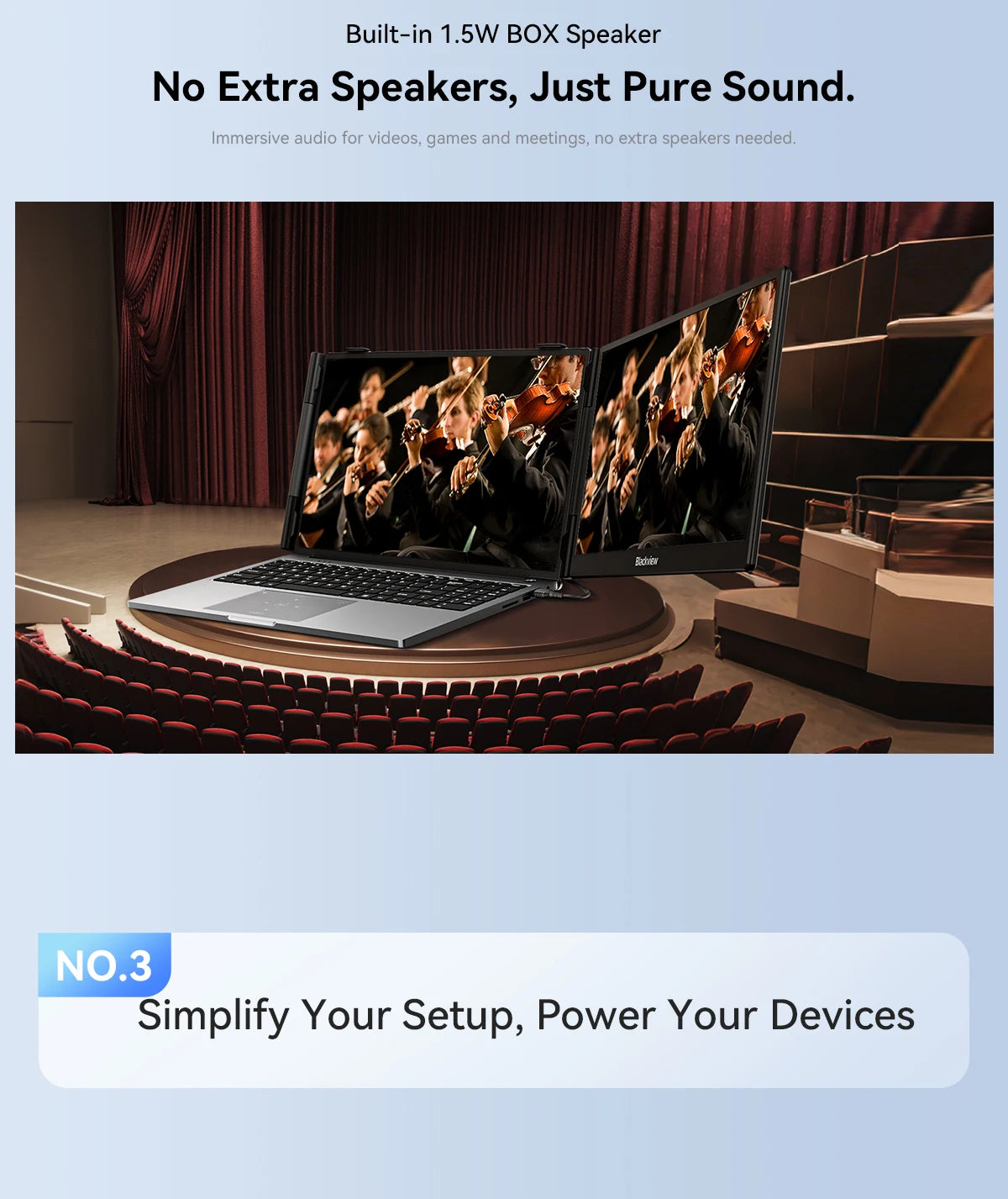 Blackview  SCM 5 Laptop Screen Extension, 1.3 lbs Lightweight & 0.16 Inch Ultra Thin 14 Inch FHD 1080P IPS Portable Laptop Monitor Extension, Travel Dual Monitor for 13-17 Inch, Plug & Play for Windows/Mac