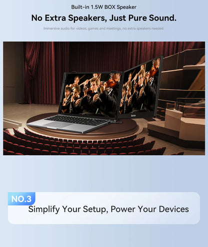 Blackview  SCM 5 Laptop Screen Extension, 1.3 lbs Lightweight & 0.16 Inch Ultra Thin 14 Inch FHD 1080P IPS Portable Laptop Monitor Extension, Travel Dual Monitor for 13-17 Inch, Plug & Play for Windows/Mac