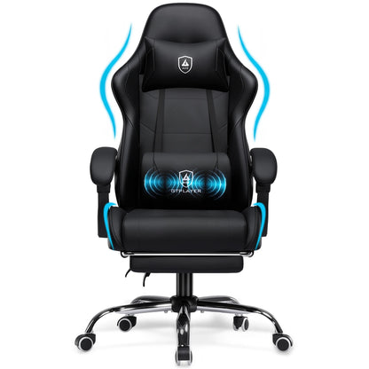 GTPLAYER Gaming chair Ergonomic Office Chair with Loin Support & Massage Function Height Adjustable Upholstered 150 kg