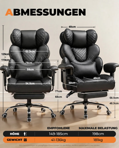 Comhoma Ergonomic Gaming Chair, Office Chair 400 Lb, with Adjustable Lumbar Support & Footrest, Hybrid Design,High Back Executive Chair