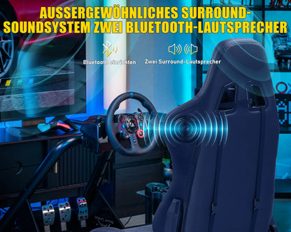 Gtplayer Simulator Cockpit with Speakers Racing Simulator Steering Wheel Stand Compatible with All Popular Wheels, Pedals, and Shifters