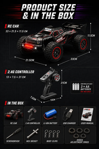 4Wd Brushless Rc Car 75Km/H Metal Differential Shaft Drive Independent Shock Absorbers Led Headlights 2.4g 300m Remote Control Off-Road Hobby Vehicle