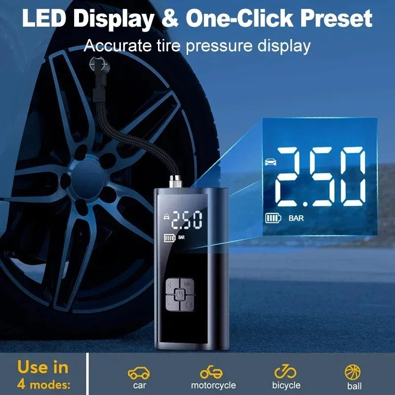 EAFC Car Air Pump Wireless Protable 150PSI Car Air Compressor Tire Inflation Pump for Motorcycle Bicycle Car Tire Ball Inflator