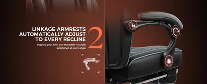 GTPLAYER Gaming chair with footrest, ergonomic office chair 180kg, heavy-duty gaming armchair with lumbar support and headrest, height-adjustable computer chair, padded, reclining 155°