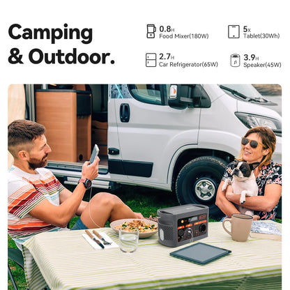 FF Flashfish E103 300W Portable Power Station, 179.2Wh LiFePO4 Battery, Fast AC Recharge, Multi-Output Solar Generator for Outdoor/Camping/Emergency Power