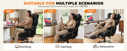 Comhoma Ergonomic Gaming Chair, Office Chair 400 Lb, with Adjustable Lumbar Support & Footrest, Hybrid Design,High Back Executive Chair