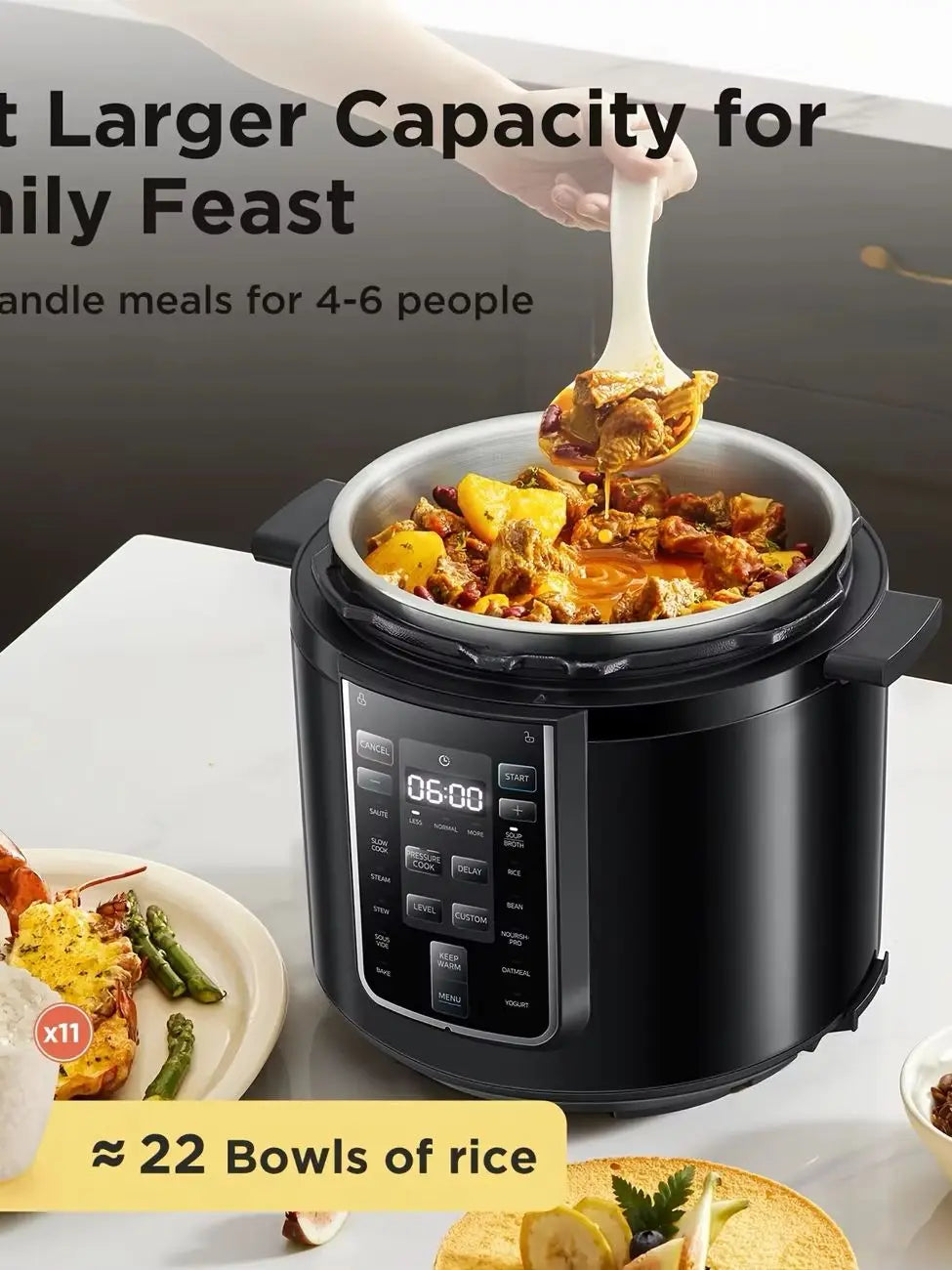 Midea Electric Pressure Cooker 6L 1200W Multicooker, 12 Cooking Programs, 24H Timer Keep Warm, Safety Valve, Electric Pressure Cooker for Soup Rice Yogurt Cake Household