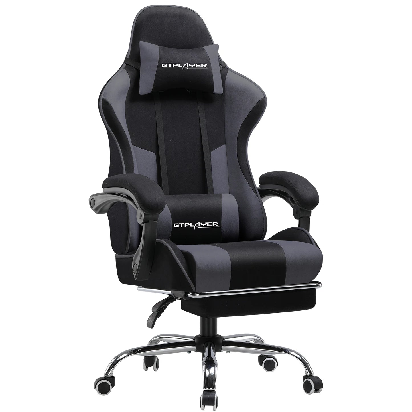 GTPLAYER Gaming chair with massage Lumin cushion & footrest, Ergonomic office chair with padded seat, swivel chair up to 150 kg