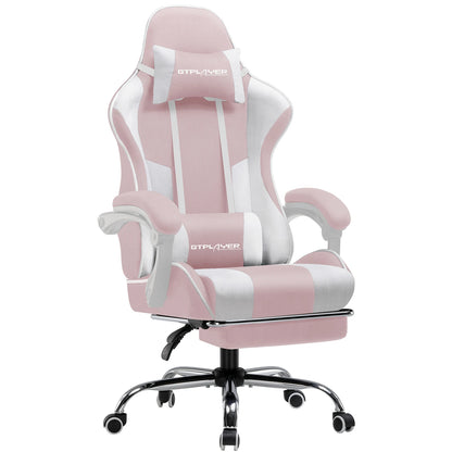 GTPLAYER Gaming chair with massage Lumin cushion & footrest, Ergonomic office chair with padded seat, swivel chair up to 150 kg