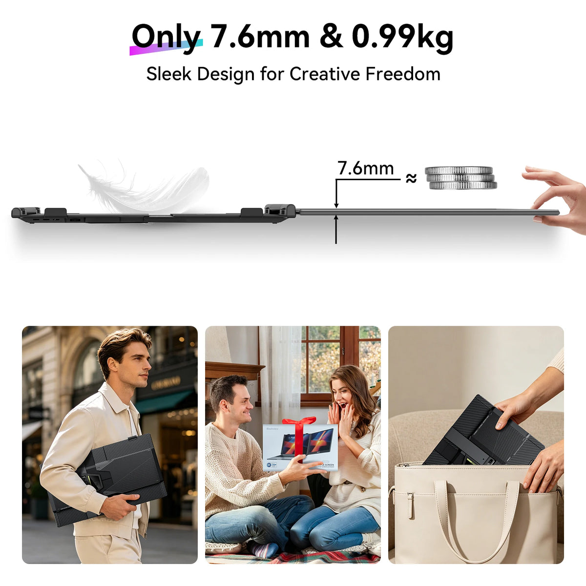 Blackview  SCM 5 Laptop Screen Extension, 1.3 lbs Lightweight & 0.16 Inch Ultra Thin 14 Inch FHD 1080P IPS Portable Laptop Monitor Extension, Travel Dual Monitor for 13-17 Inch, Plug & Play for Windows/Mac