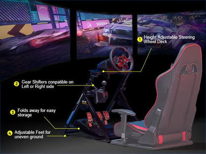 GTPLAYER Ratt-ställning för Sim Racing – Justerbar 20°/20cm Höjd, Kolstål, Logitech G29/G920/G923 Thrustmaster, EU-lager