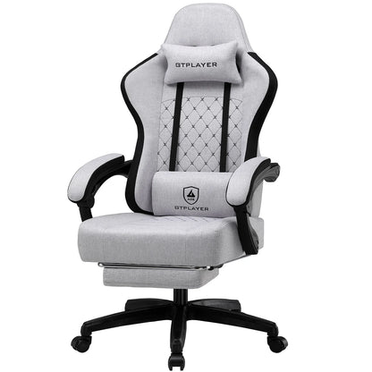 GTPLAYER Gaming Stuhl Ergonomischer Gaming Sessel Schreibtischstuhl mit Stoffoberfläche, Federsitzkissen, Verbindungsarmlehnen