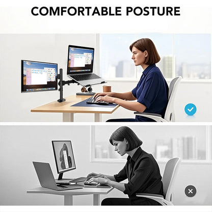 Ergonomisk Monitorarm för Skrivbord 13–27" – VESA 75x75/100x100 Justerbar Höjd Kabelhantering 8kg Stål EU-lager Polen