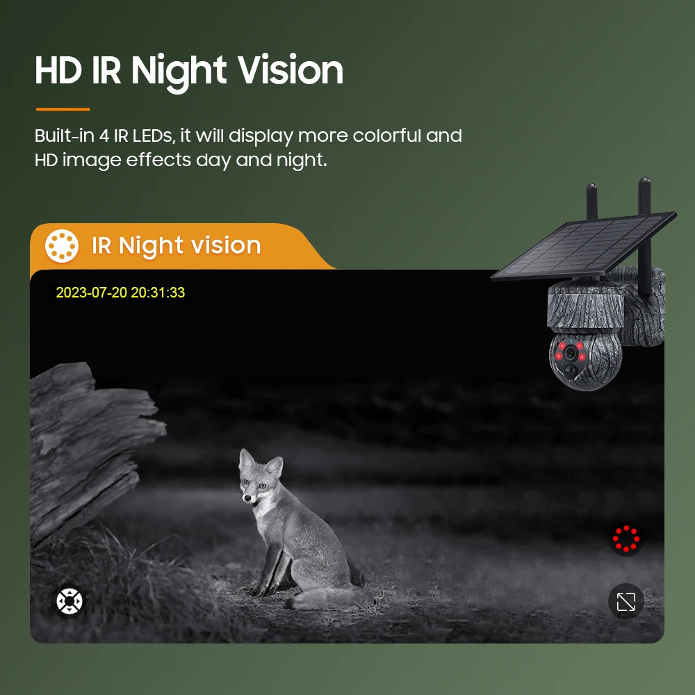 5MP 4G Solar Hunting Camera with High Definition Image Solar Panel Two-Way Audio Security CCTV Battery Camera IP66 Waterproof  + V380 Pro 12MP 10× Zoom Triple‑Lens 4G Solar‑Powered Outdoor Triple‑Screen CCTV Security C
