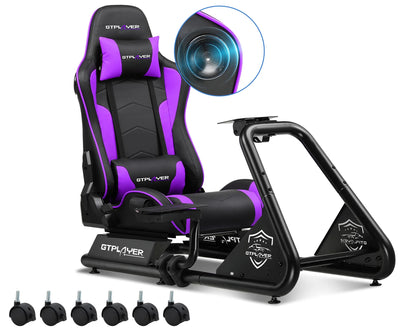Luckracer Sim Racing Cockpit Simulator Cockpit Racing Simulator Steering Wheel Stand with Speakers Steering Wheel and Pedal Stand