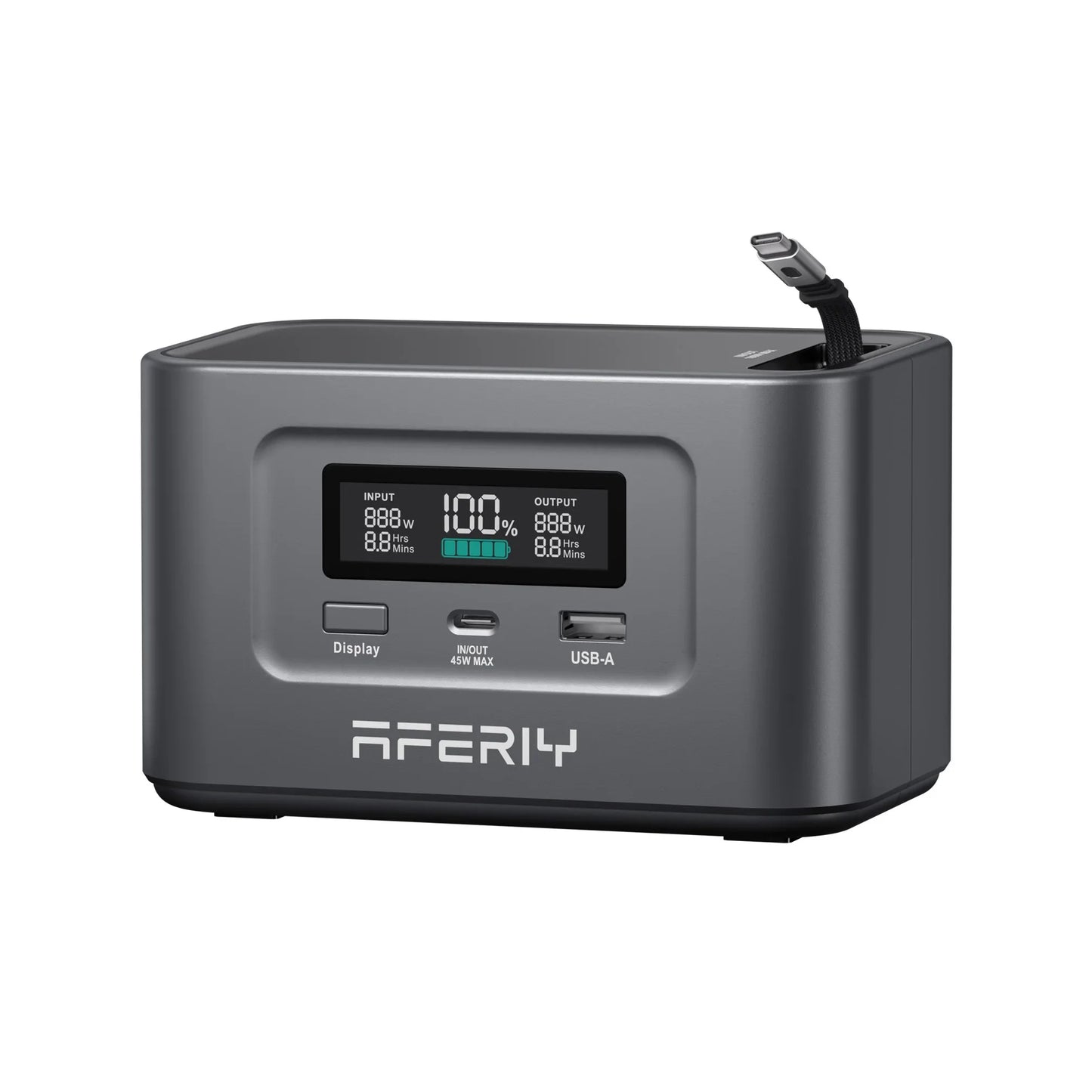 AFERIY Nano100 100W 99.2Wh Portable Power Station, LiFePO4 Battery, 1.5H Fast Charge, Dual 100W PD, with Type-C Cable