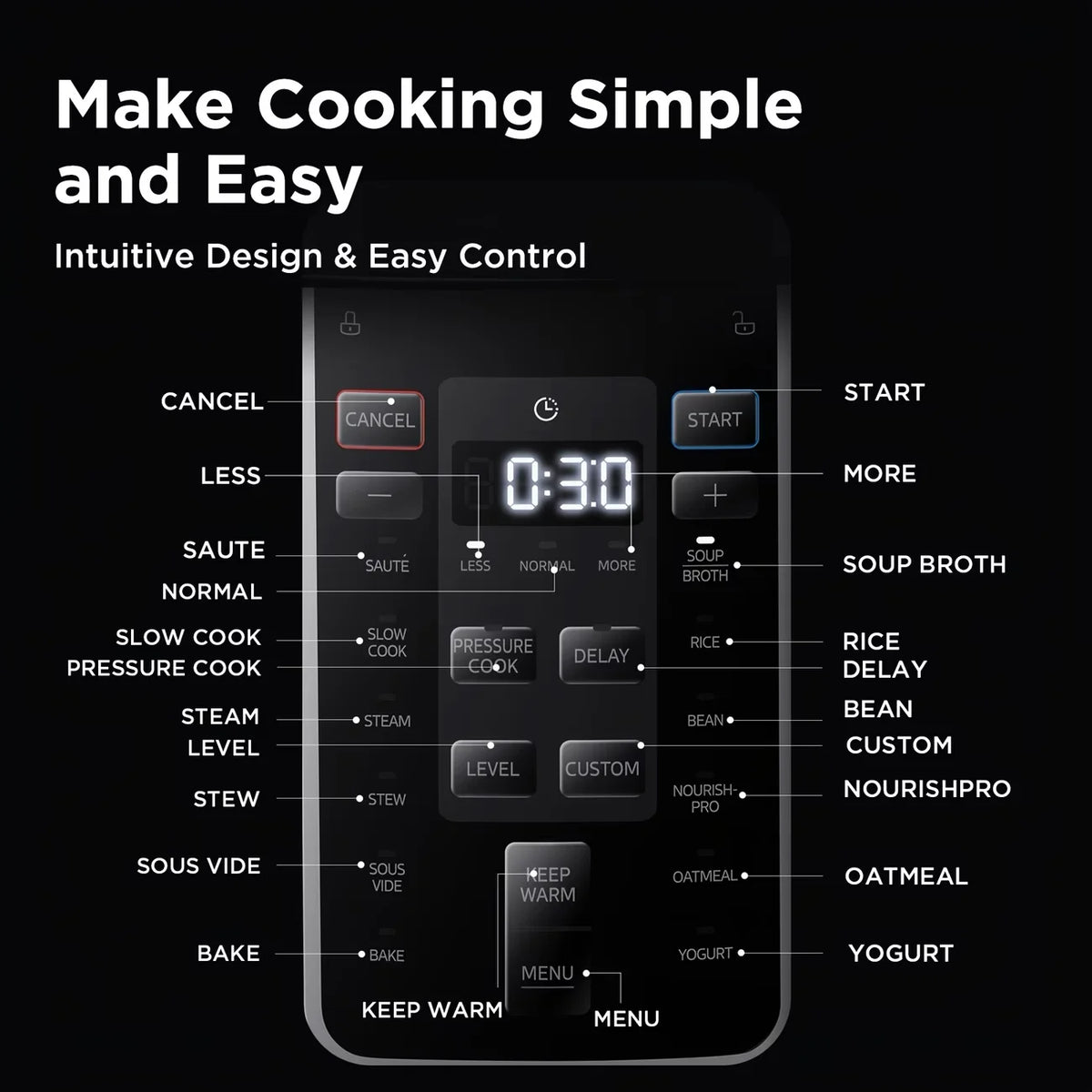 Midea Electric Pressure Cooker 6L 1200W Multicooker, 12 Cooking Programs, 24H Timer Keep Warm, Safety Valve, Electric Pressure Cooker for Soup Rice Yogurt Cake Household