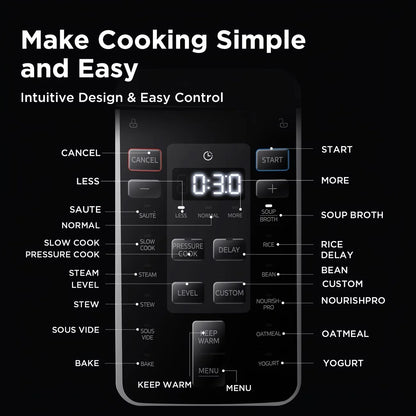 Midea Electric Pressure Cooker 6L 1200W Multicooker, 12 Cooking Programs, 24H Timer Keep Warm, Safety Valve, Electric Pressure Cooker for Soup Rice Yogurt Cake Household