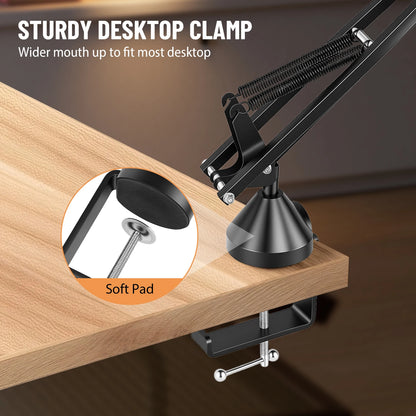 Heavy Duty Microphone Boom Arm Stand with Pop Filter, 2KG Load Capacity Adjustable Mic Scissor Arm with Cable Ties & 3/8" to 5/8" Adapter for Streaming Gaming Podcast