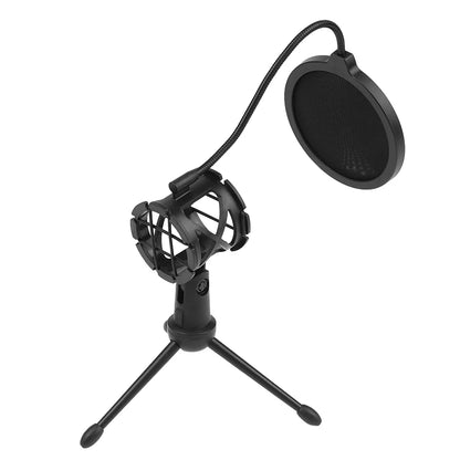 Desktop Microphone Tripod Stand, Height Adjustable, for Computer Recording and Live Streaming, Includes Windproof Cover and Anti-Pop Set
