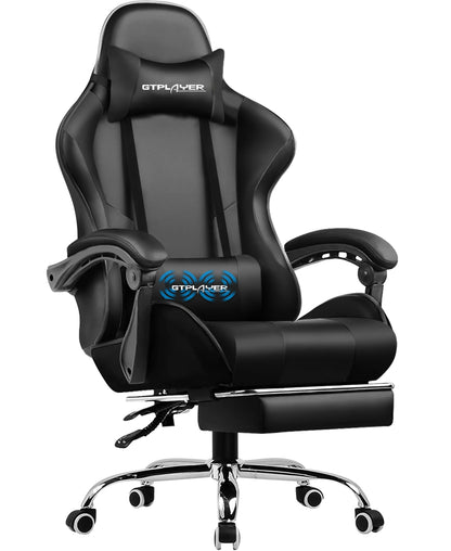 Gtplayer Gaming Chair with Massage, Ergonomic Desk Chair with Footrest, Headrest, Swivel Chair for Office and Gamer
