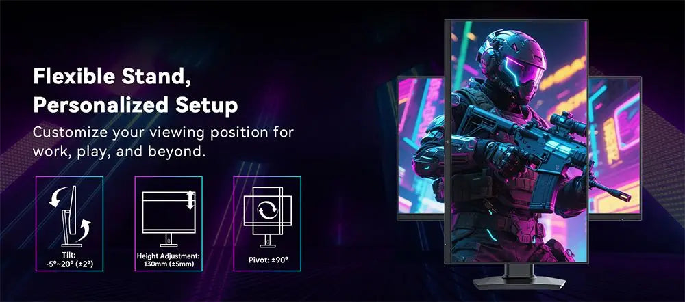 KTC H27T7P-2 Gaming Monitor 27" – Fast IPS 2K QHD 210Hz OC 1ms HDR400 FreeSync G-Sync 1,07 Mdr Färger Höjdjusterbart Stativ VESA