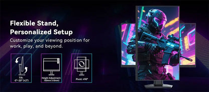 KTC H27T7P-2 Gaming Monitor 27" – Fast IPS 2K QHD 210Hz OC 1ms HDR400 FreeSync G-Sync 1,07 Mdr Färger Höjdjusterbart Stativ VESA