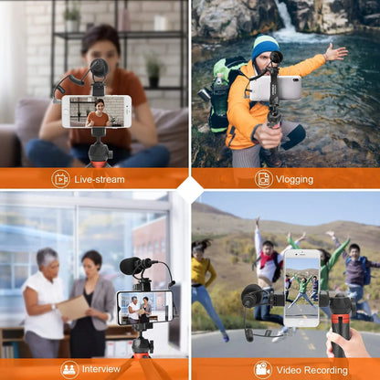 COMICA CVM-VM10-K2 PRO Smartphone Video Rig with Tripod, External Shotgun Mic, Vlogging Kit for iPhone Android Tiktok YouTube