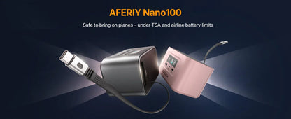 AFERIY Nano100 100W 99.2Wh Portable Power Station, LiFePO4 Battery, 1.5H Fast Charge, Dual 100W PD, with Type-C Cable