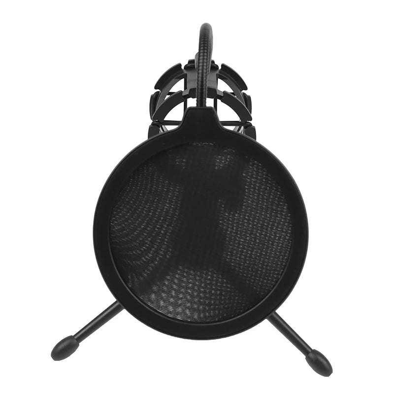Desktop Microphone Tripod Stand, Height Adjustable, for Computer Recording and Live Streaming, Includes Windproof Cover and Anti-Pop Set