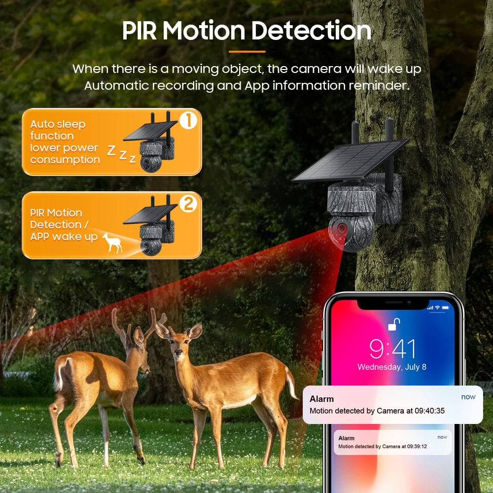 5MP 4G Solar Hunting Camera with High Definition Image Solar Panel Two-Way Audio Security CCTV Battery Camera IP66 Waterproof  + V380 Pro 12MP 10× Zoom Triple‑Lens 4G Solar‑Powered Outdoor Triple‑Screen CCTV Security C